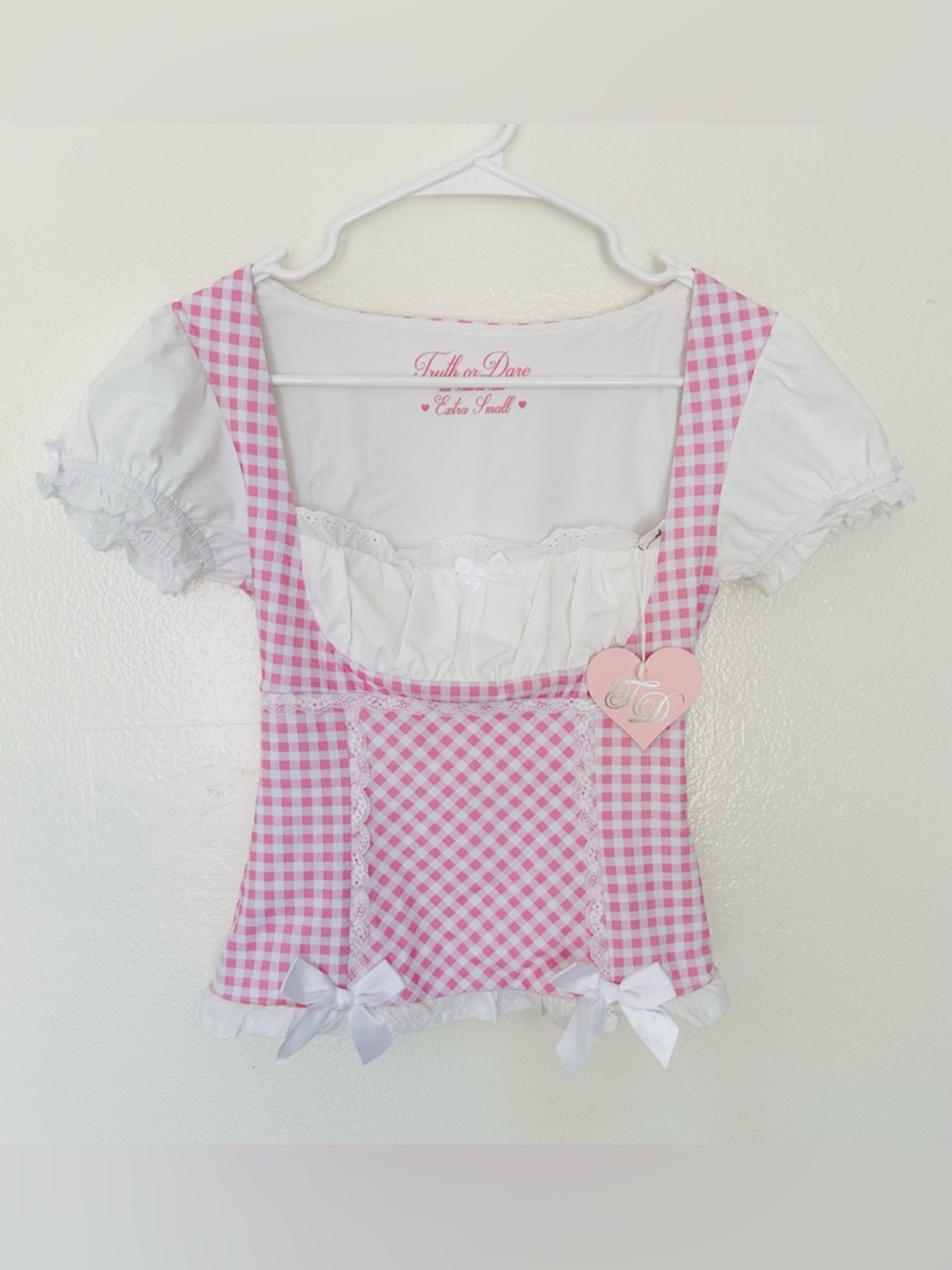 Truth or Dare Princess Doll Milkmaid Top Pink & White NWT Size XS